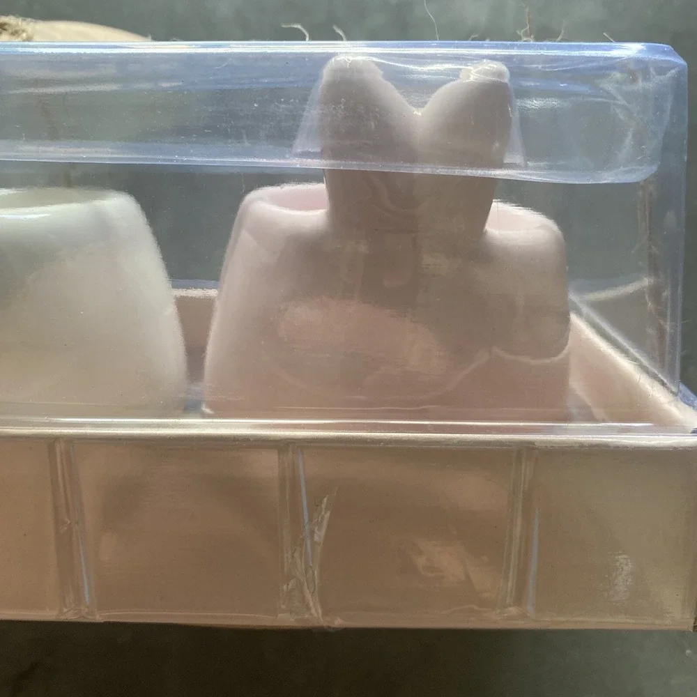 Woolly Heads By Magenta‎ Set Of 3 Ceramic Egg Cups. Pink And White.